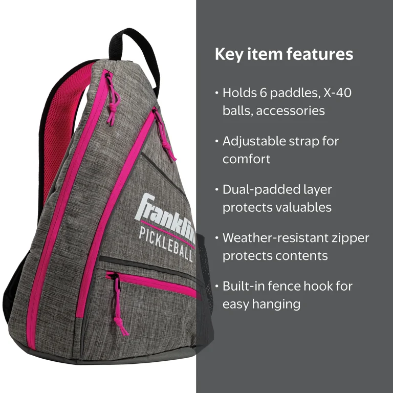 Franklin Sports, Pickleball Sling Bag, Pink, Official US  display picture 1