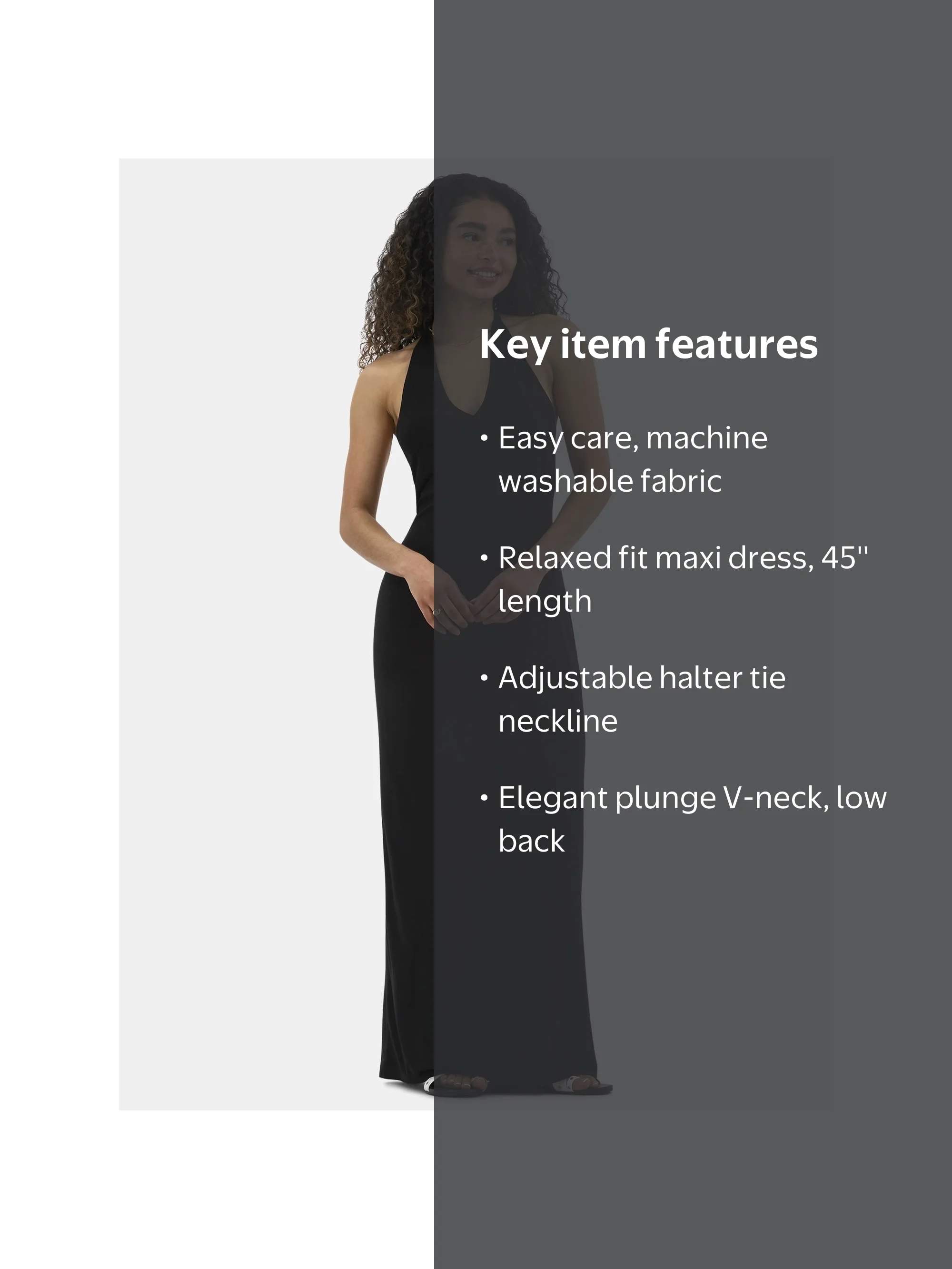 walmart halter dress No Boundaries Knit Halter Maxi Dress, Women's Sleeveless Plunge V-neck, Relaxed Fit