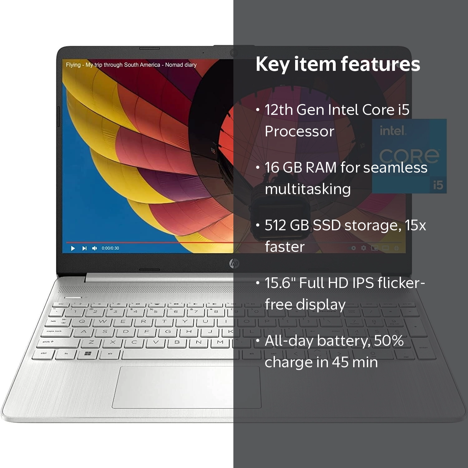 HP, 15.6 inch Laptop, FHD Display, 12th Gen Intel Core i5