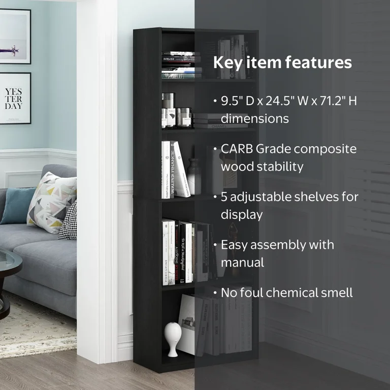 Furinno, JAYA Simply Home 5-Shelf Bookcase, 71.2 Furinno, JAYA Simply Home 5-Shelf Bookcase, 71.2