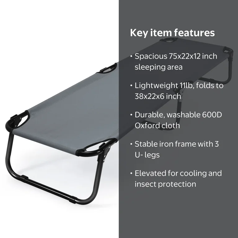 Gymax Portable Folding Camping Cot, Outdoor Sleeping Bed for