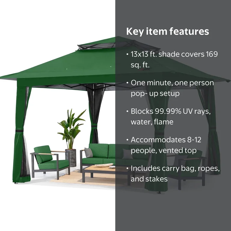 ABCCANOPY, Gazebo Tent, 13'x13', Outdoor Pop-up Canopy Shelter