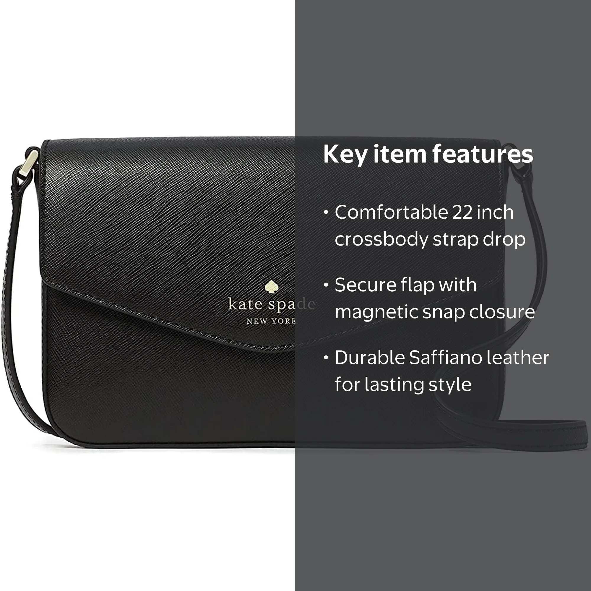 Kate Spade New York Sadie Envelope Leather Crossbody Purse Black