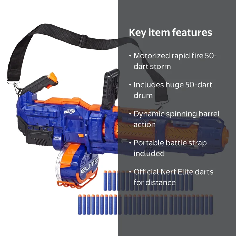 Nerf Elite Titan CS-50: Fully Motorized Toy Blaster with 50 Dart