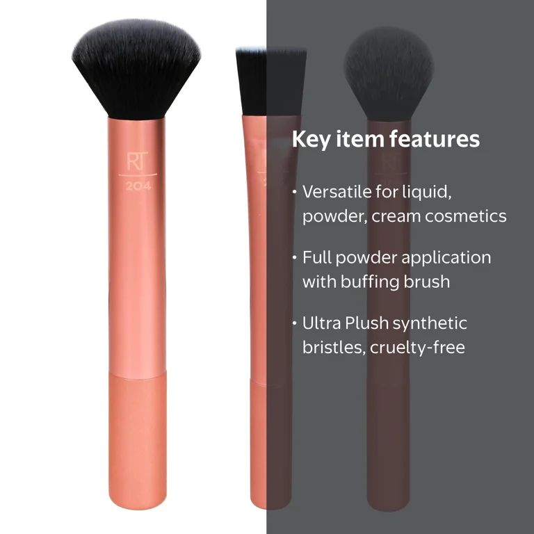 Real Techniques, Makeup Brush Set, Flawless Base, 3 Piece Orange