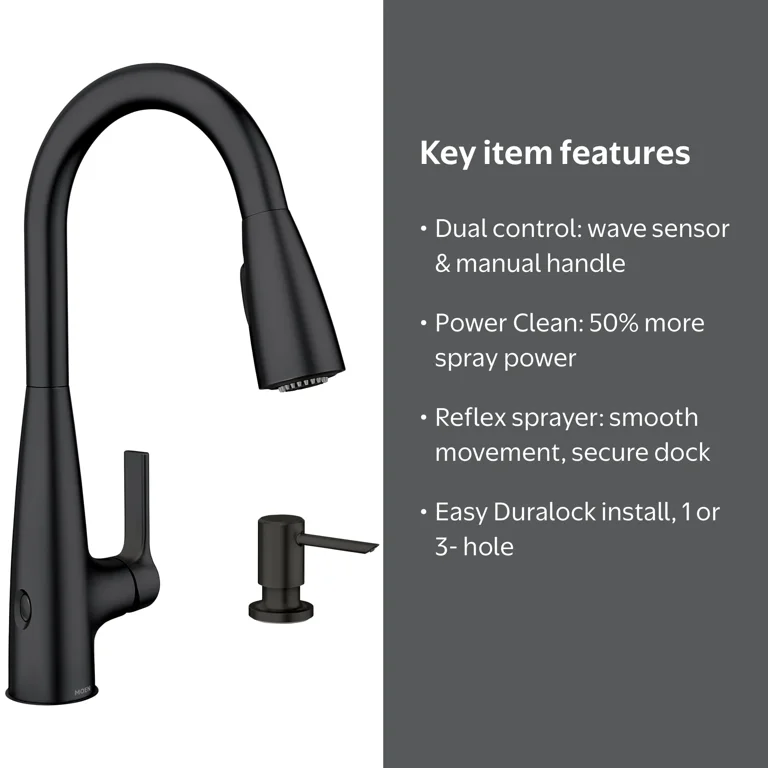 GIMILI Touchless Black Kitchen Faucet – Pull-Down Sprayer, Motion Sensor, High Arc, Single Handle, Hands-Free