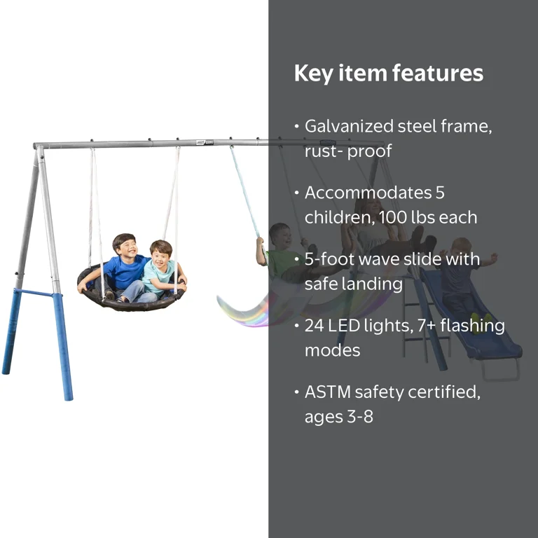 XDP Recreation Firefly Metal Frame Swing Set with 2 Firefly™-LED