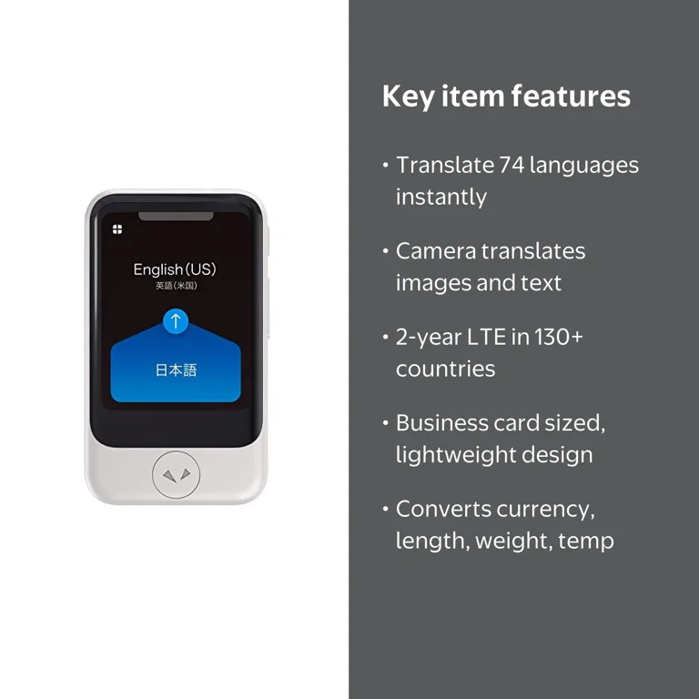 Pocketalk, Two-Way Voice Translator, Built-in Data and Camera
