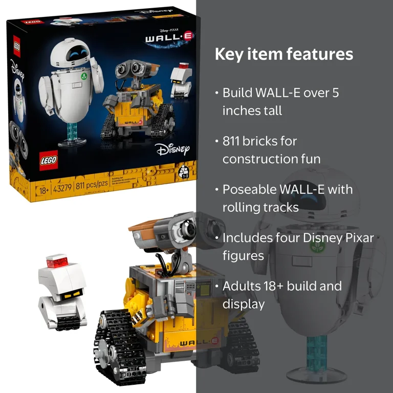 LEGO Disney and Pixar Wall-E and EVE Building Set, 43279, for