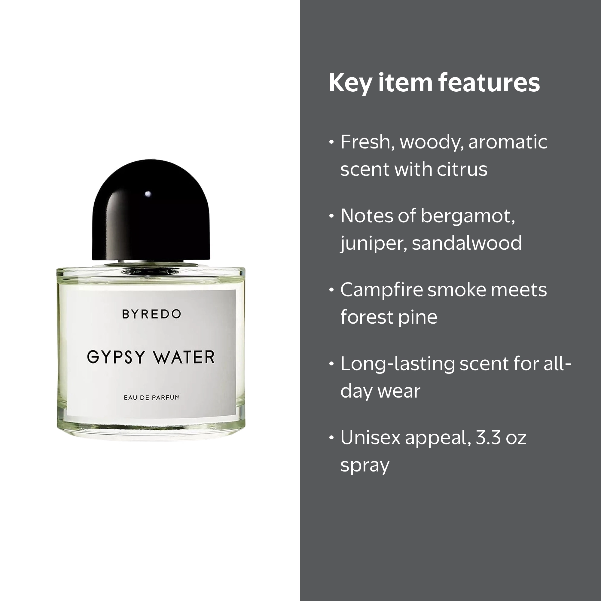 Byredo, Eau De Parfum, Gypsy Water 3.3 oz Spray, Unisex Fragrance