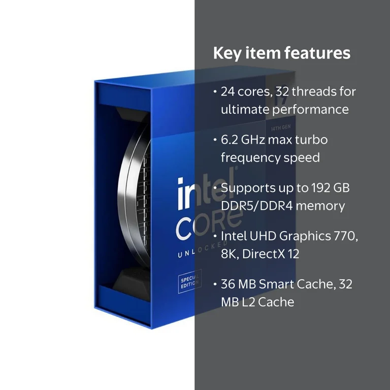Intel i9-14900KS CPU - 24 cores, 32 Threads, 6.2 GHz, UHD Graphics