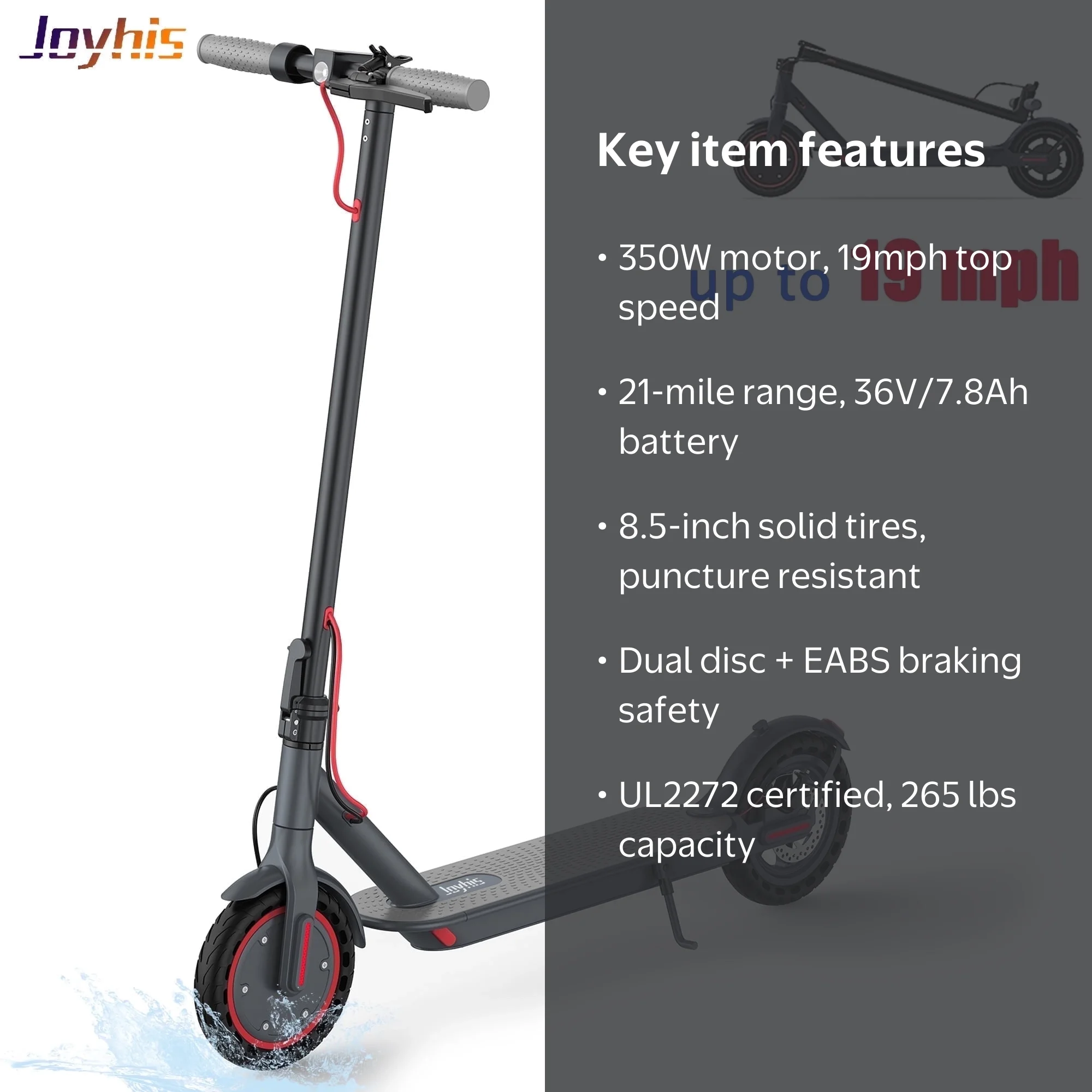 JOYHIS J078 350W Folding Electric Scooter, 8.5