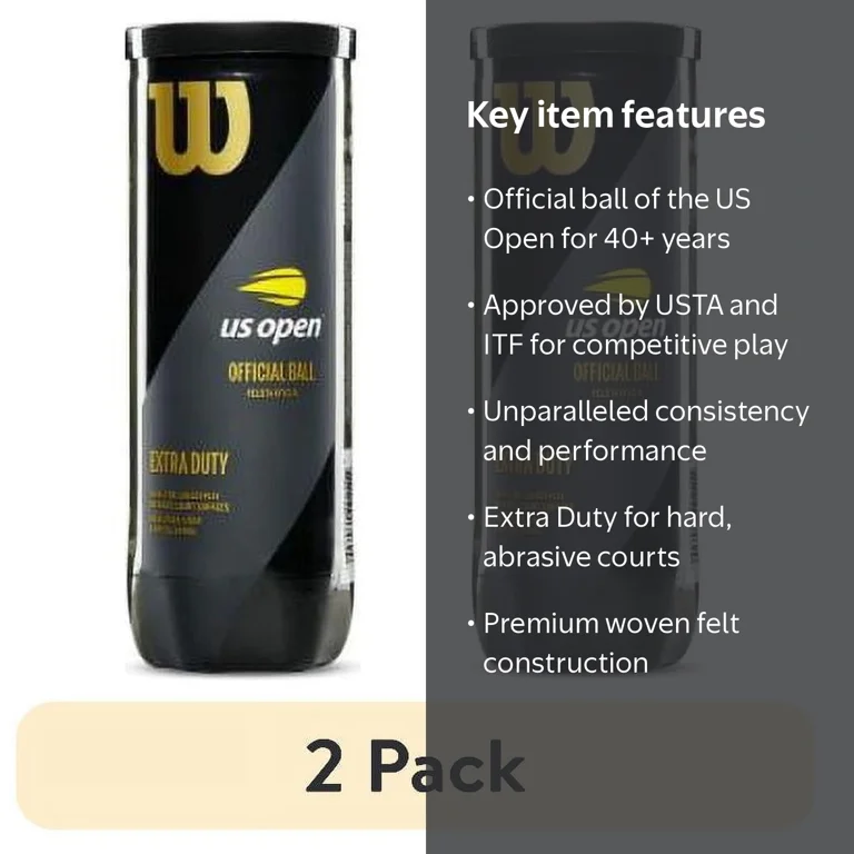 【新品】Wilson US OPEN EXTRA DUTY 28缶 2 pack) Wilson US Open Extra Duty 3 Tennis Ball Can - 24 Pack