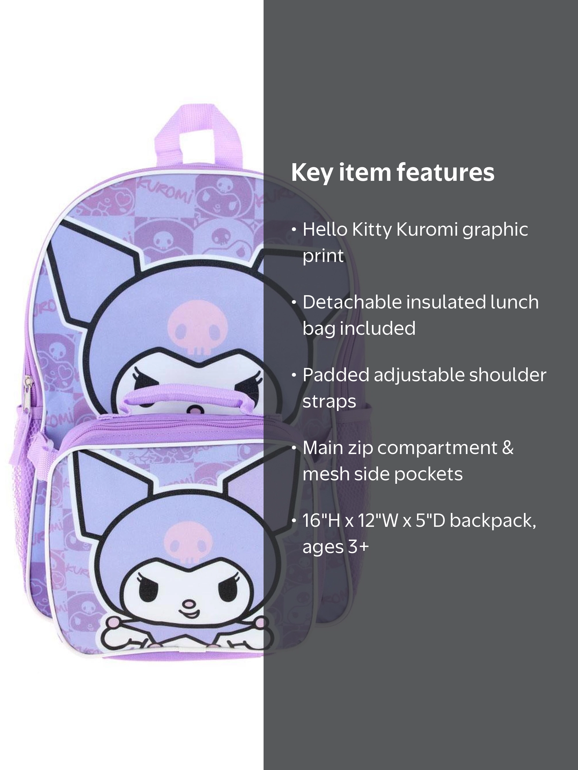 backpacks kuromi hello kitty Sanrio My Melody Backpack Shoulder Bag for Girls, Boys, Toddlers This novelty backpack is pure punk and perfect for any fan of Sanrios sassy Kuromi Real Littles MINI Hello Kitty