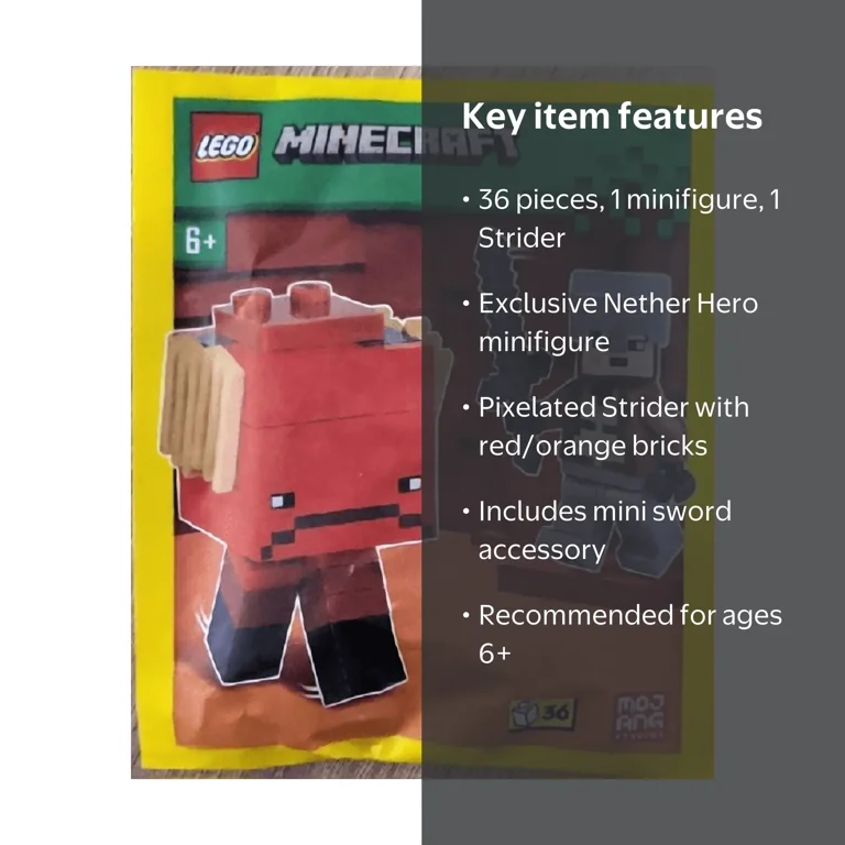 LEGO, Minecraft Mini Set, Nether Hero Minifigure with Strider