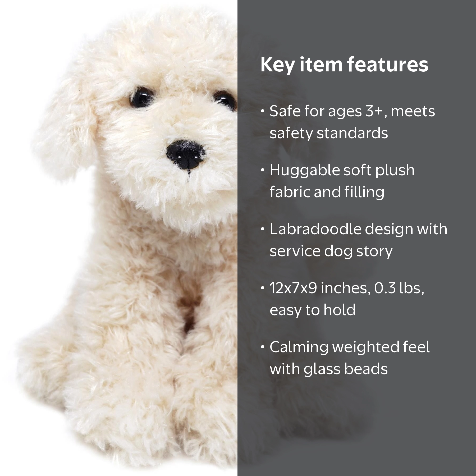 VIAHART, Luka the Labradoodle Plush, 12 Inch, White Polyester