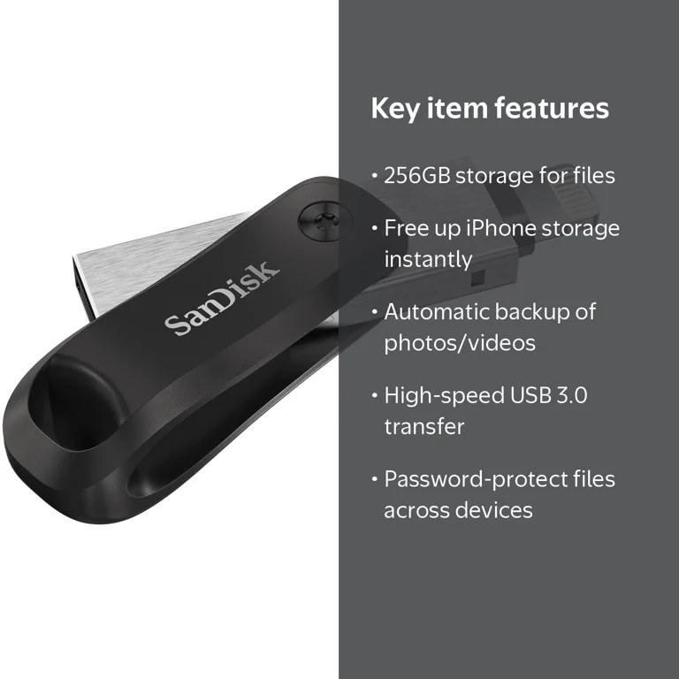 SanDisk iXpand 256GB iPhone-Compatible Flash Drive, USB 3.0