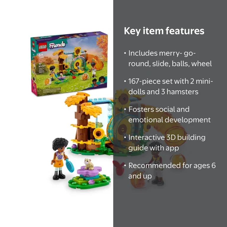 LEGO, Friends Hamster Playground, 167-piece set, includes mini
