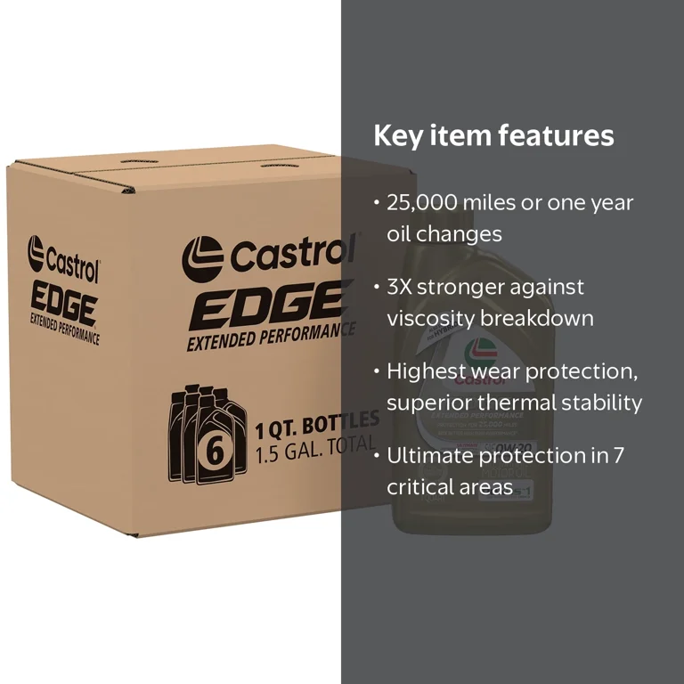 High Mileage Castrol Edge Synthetic Motor Oil 0W-20, 1 Quart, Case