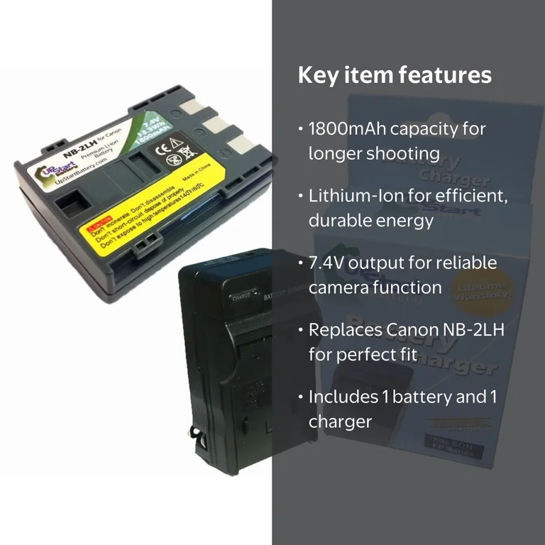 Canon E160814 Battery and Charger - Replacement for Canon NB-2LH