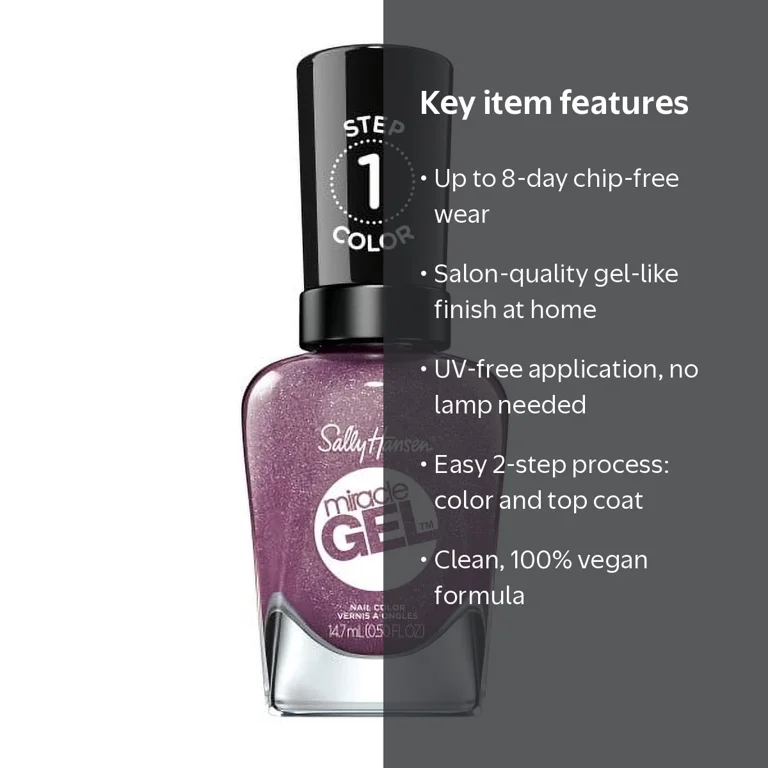Sally Hansen Miracle Gel Nail Polish, Metro Midnight, 0.5 fl oz