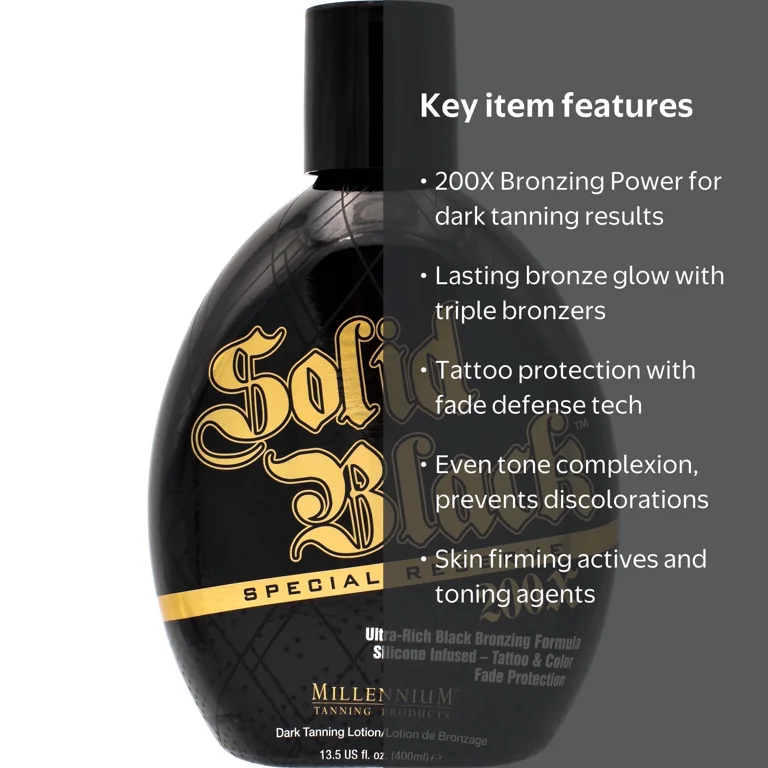 Millennium Tanning Solid Black Special Reserve 200X Lotion 13.5 oz