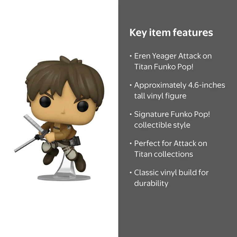 Funko Pop! Attack on Titan Animation: Eren Yeager 4.6 Inches Tall