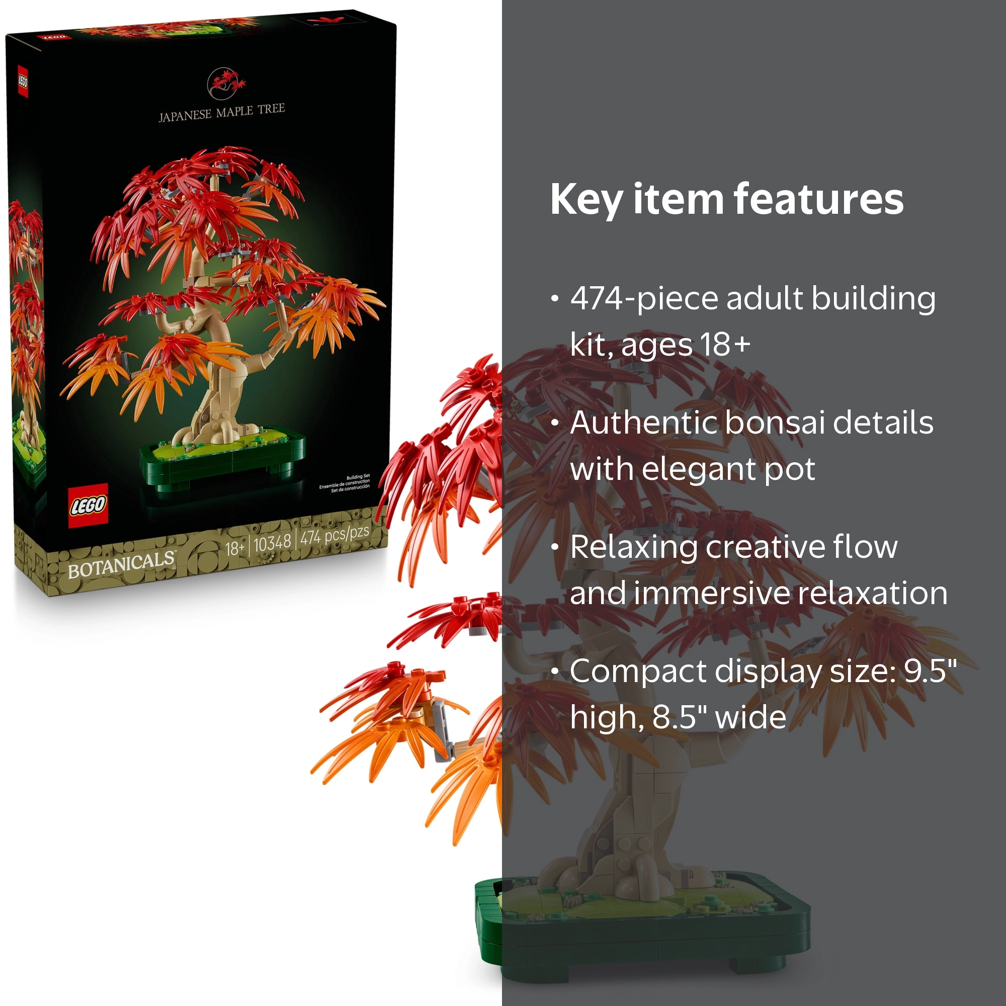LEGO, Botanicals Japanese Red Maple Bonsai Tree, 10348, 474 Pieces
