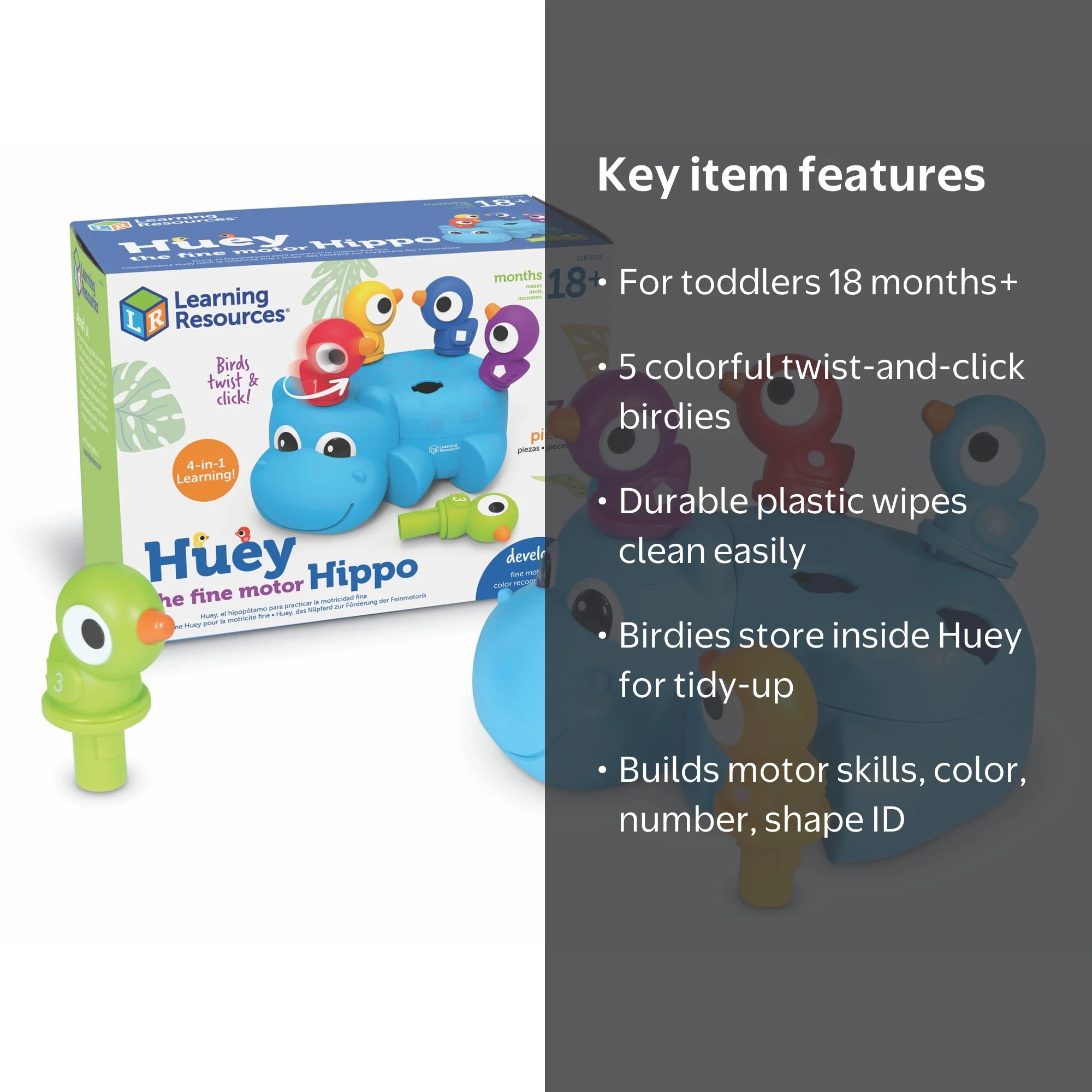 Baby Circle Lovely hippo 美品トイザラス組み立て簡単！ Learning Resources Huey The Fine Motor Hippo, Counting and Color