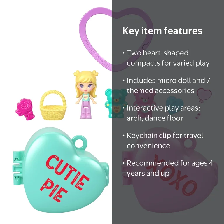 Polly Pocket x Sweethearts Doll & 2 Playsets with 7 Accessories