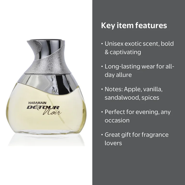 Al Haramain Detour Noir, Amber Spicy Perfume, 3.33 oz EDP Spray