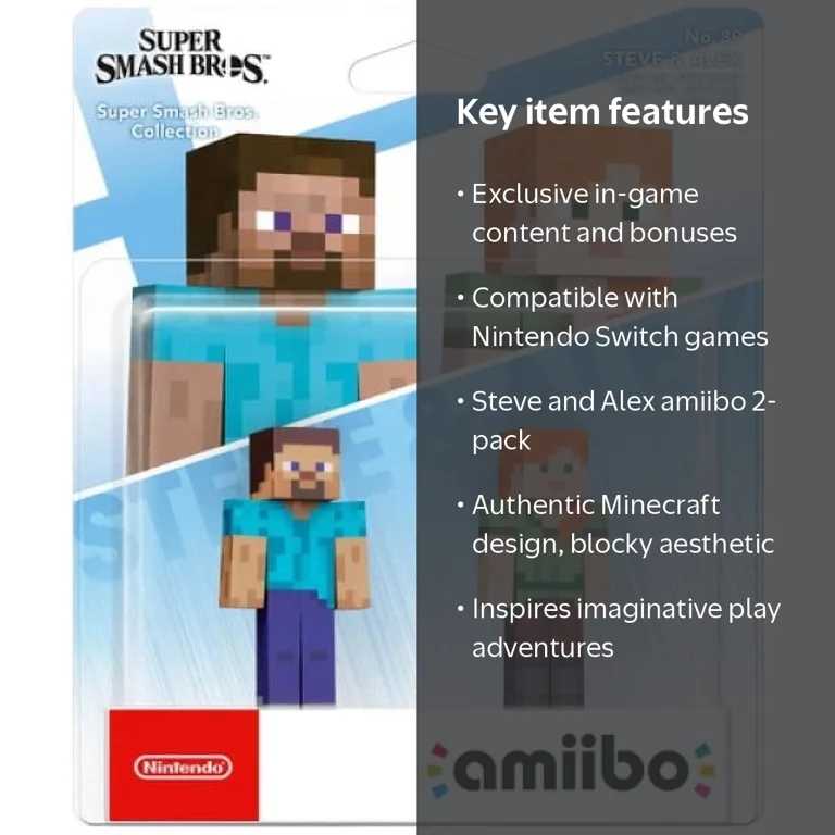 Nintendo, amiibo, Steve and Alex 2-pack - Minecraft Series