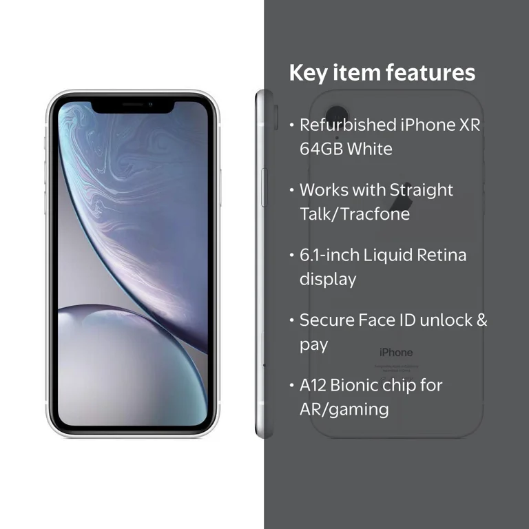 Restored Apple iPhone XR - Straight Talk / Tracfone- 64 GB White