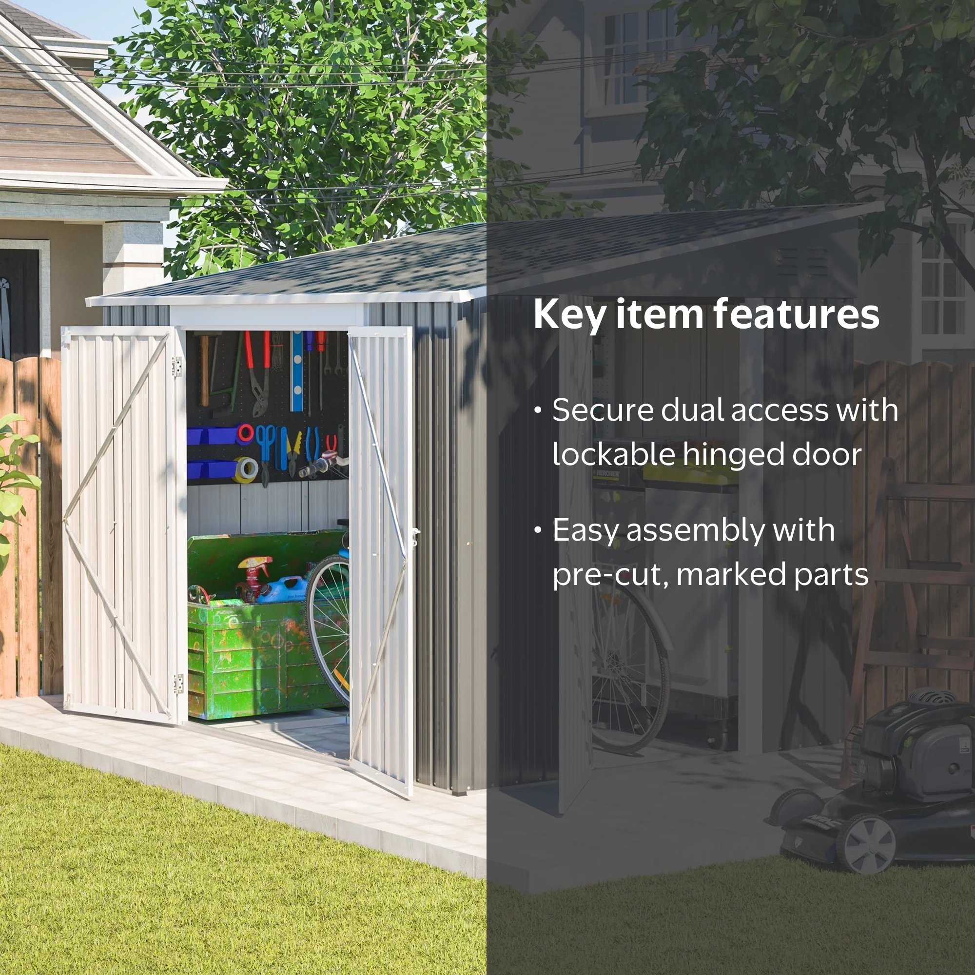 LZBEITEM 8x6 ft Outdoor Metal Storage Shed, Lean-to Design