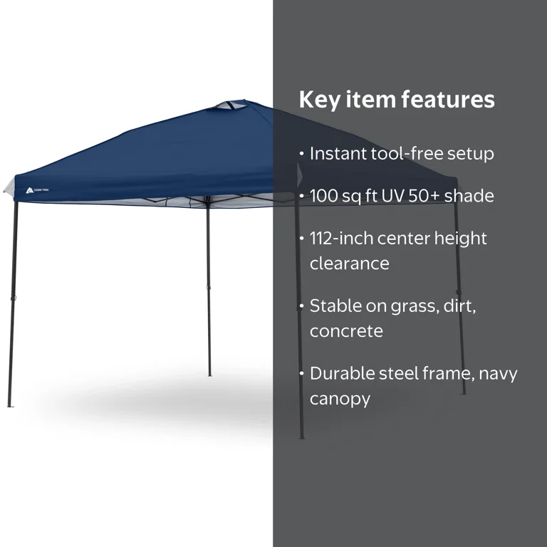 Ozark Trail 10' x 10' Straight Leg Instant Pop-up Outdoor Canopy