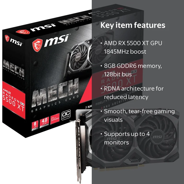 MSI Radeon RX 5500 XT MECH 8G OC Graphic Card - Walmart.com