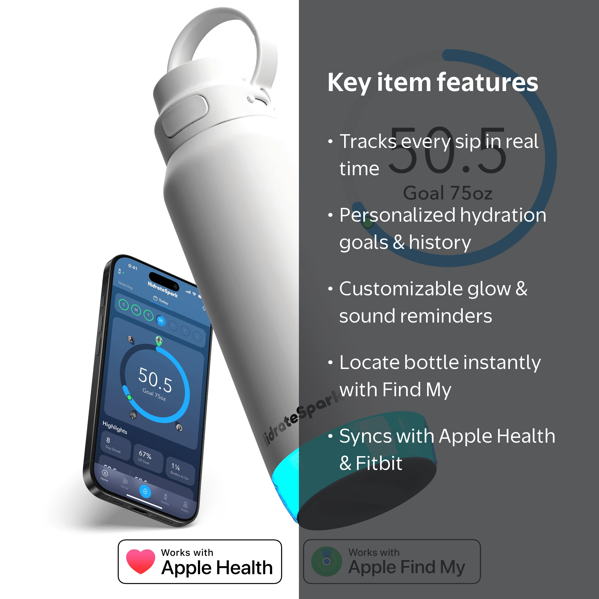HidrateSpark PRO 2 32 oz Smart Hydration Tracking Water Bottle