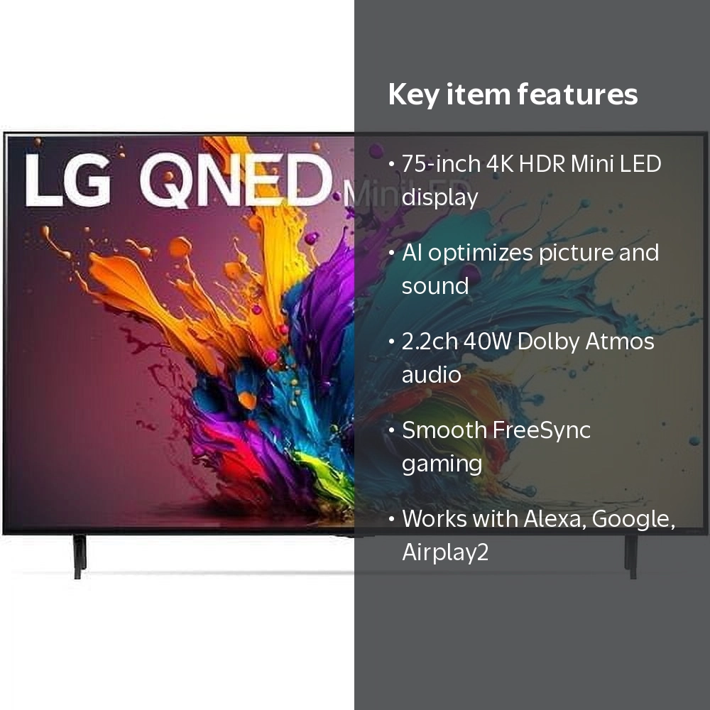 LG, 75 in 4K HDR Smart Quantum Dot NanoCell Mini LED TV, Black