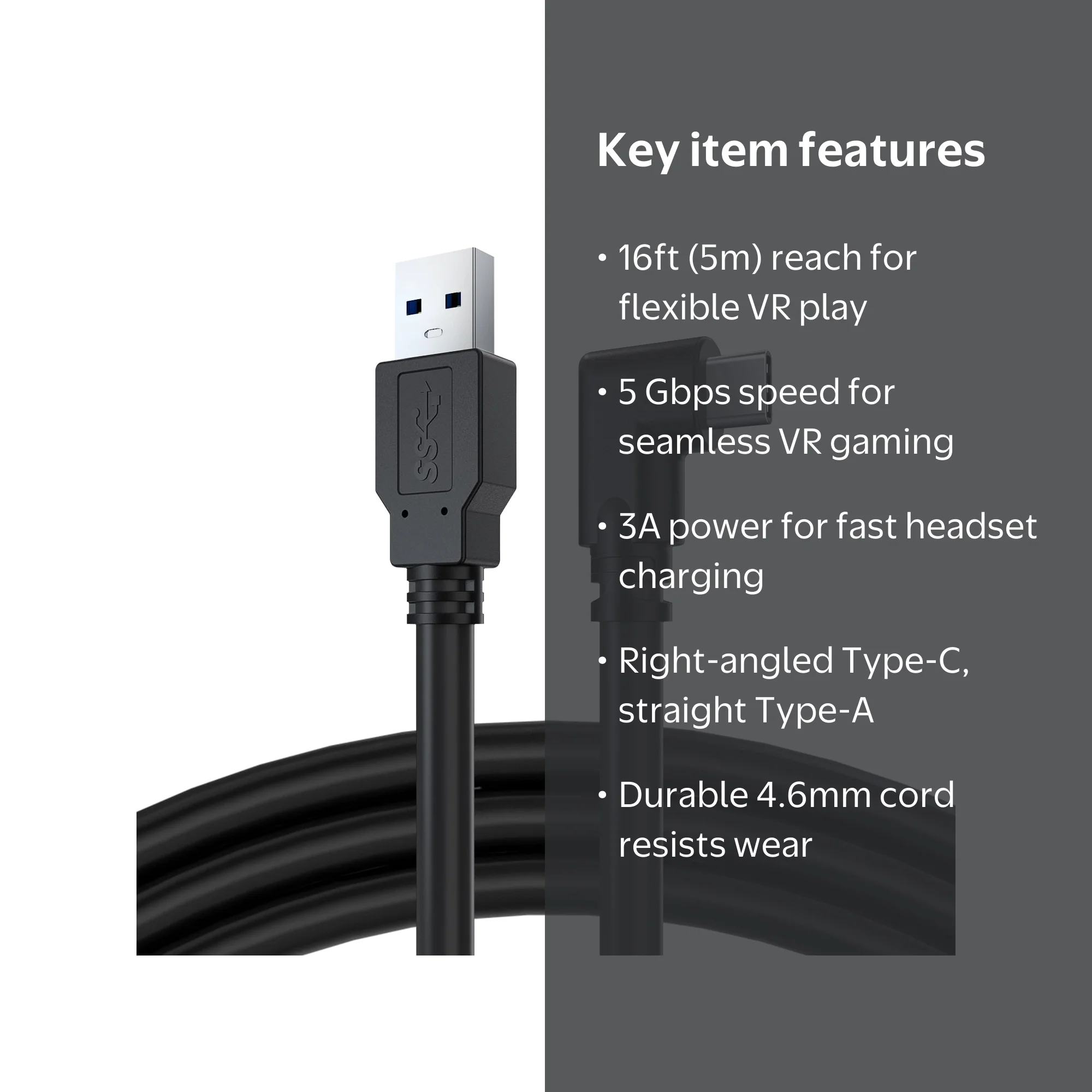 CBUS 16ft Link Cable for Meta Quest 3, Oculus Quest 2, USB-C to