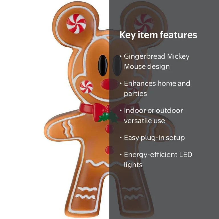Disney 24 inch LED Lighted Gingerbread Mickey Mouse Blow Mold for