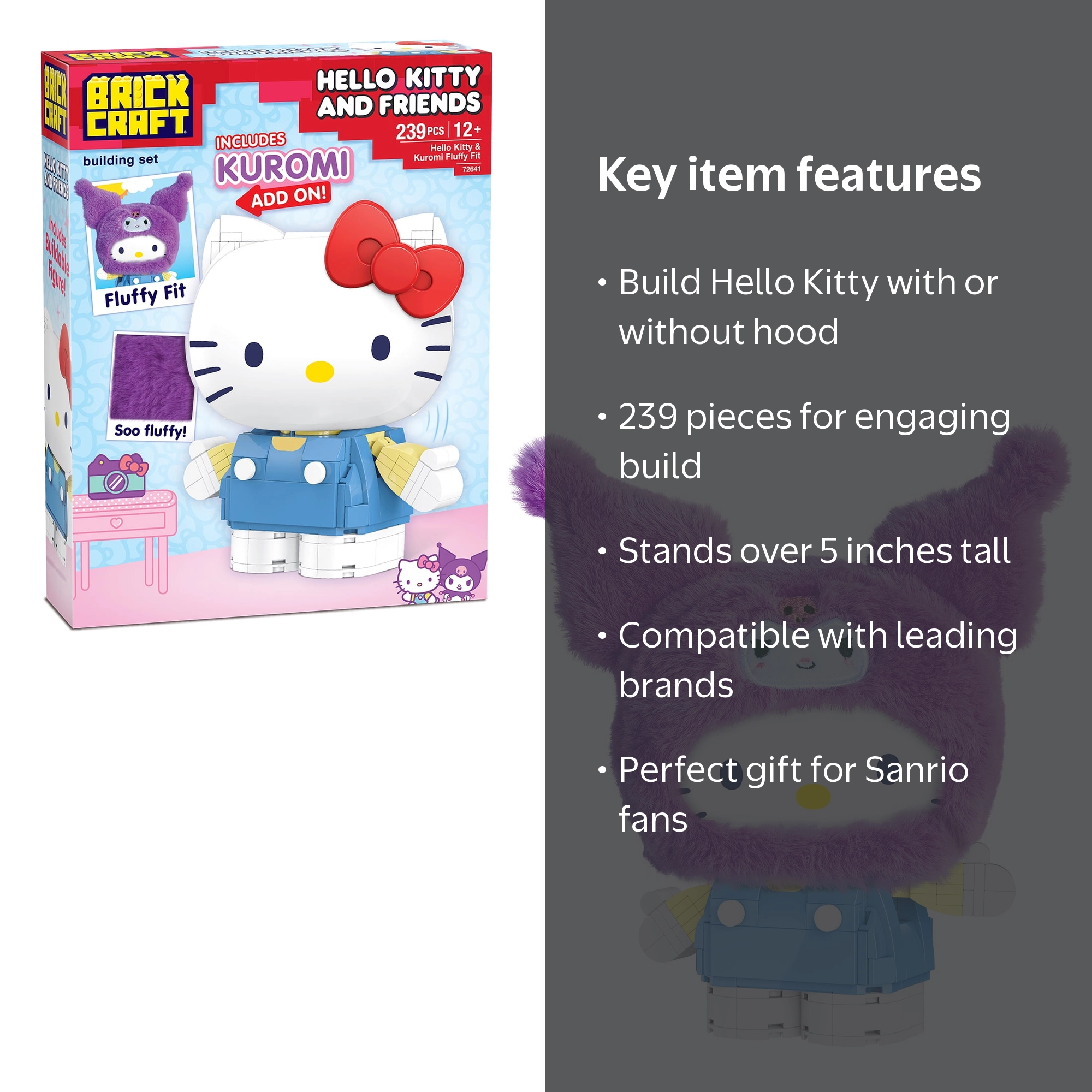 Hello Kitty Slumber Party Kuromi PJs Plush with Soft Fabric