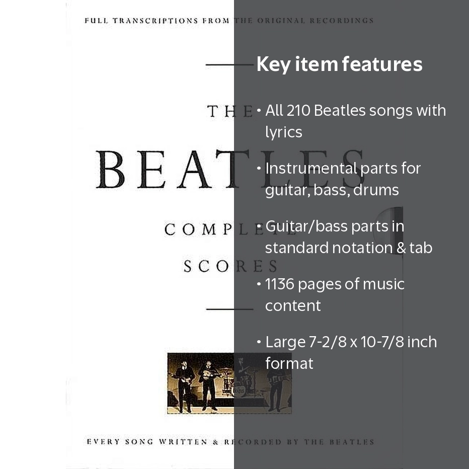 The Beatles, Complete Scores Book, 210 Songs, Hardcover - Walmart.com