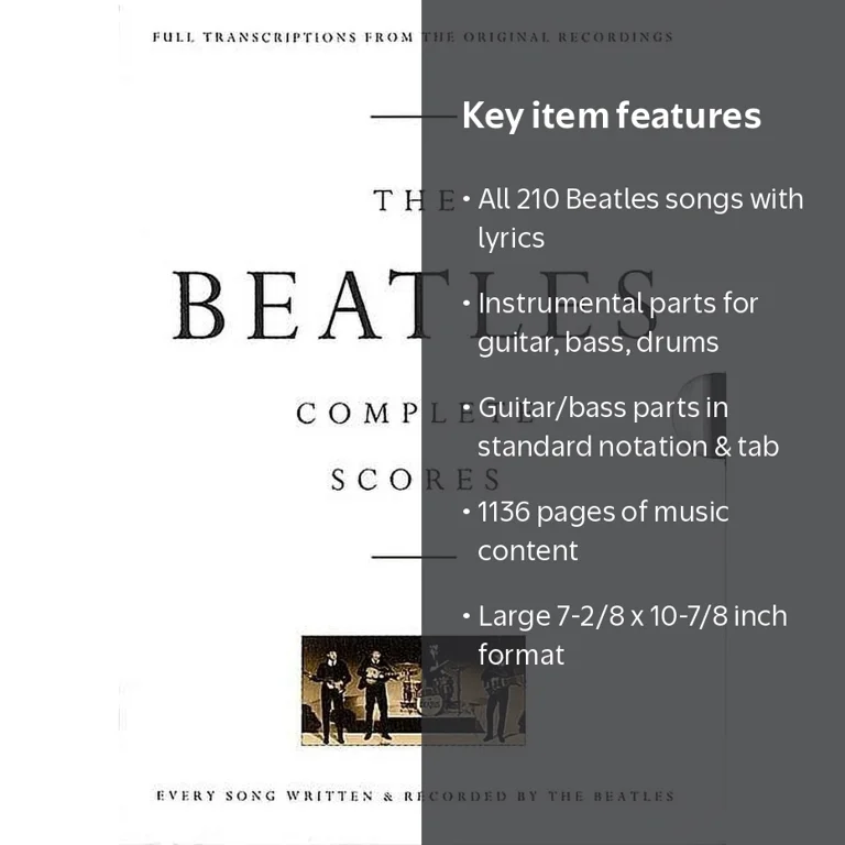 The Beatles, Complete Scores Book, 210 Songs, Hardcover - Walmart.com