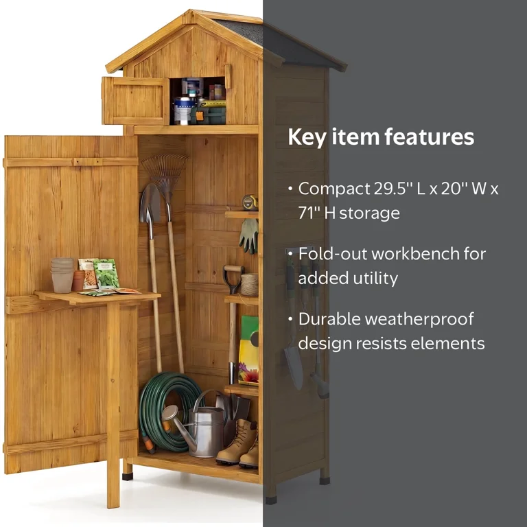 Costway Outdoor Lockable Wooden Storage Shed, 71