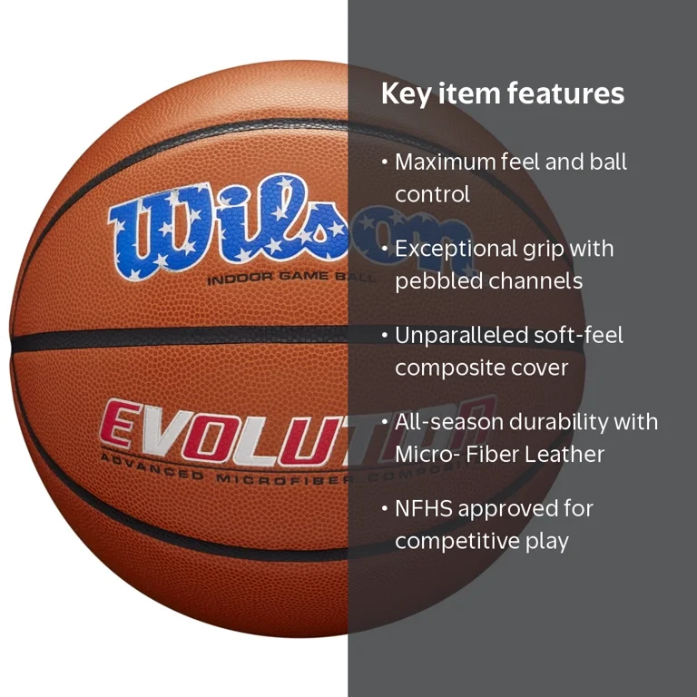 Wilson, Indoor Game Basketball, Size 7, Red, 29.5