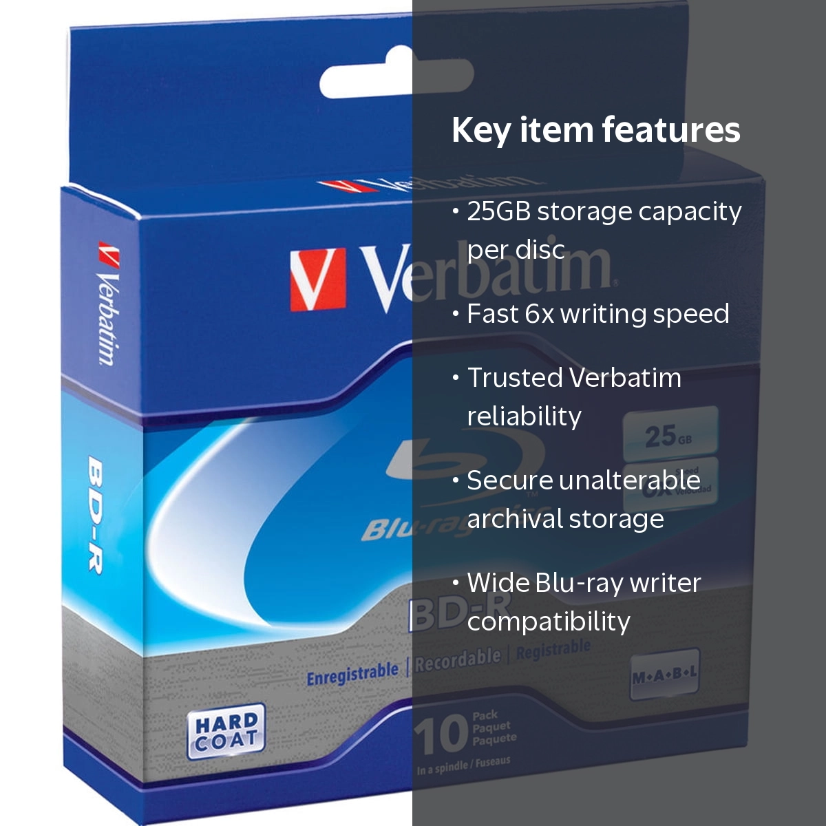 Verbatim, 25 GB 16x BD-R Blu-Ray Disc, Pack of 10, White - Walmart.com