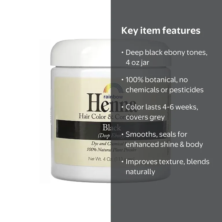 Rainbow Research Henna Hair Color, Black Deep Ebony, 100