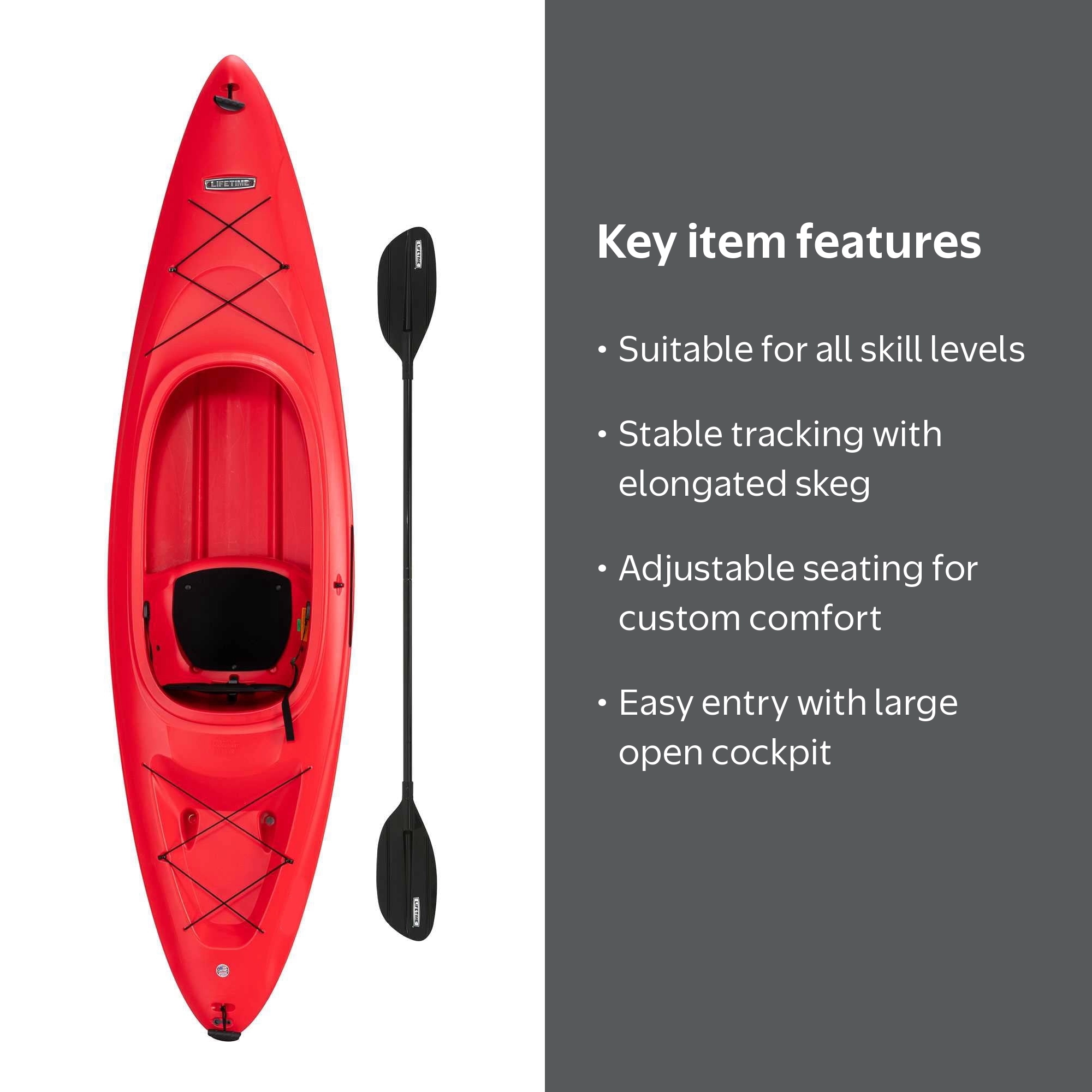 Lifetime Charger 10 ft Sit-Inside Kayak with Paddle, Fire Red