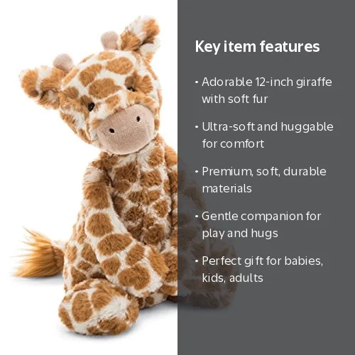 Jellycat, Bashful Giraffe Stuffed Animal, Medium, 12 inches