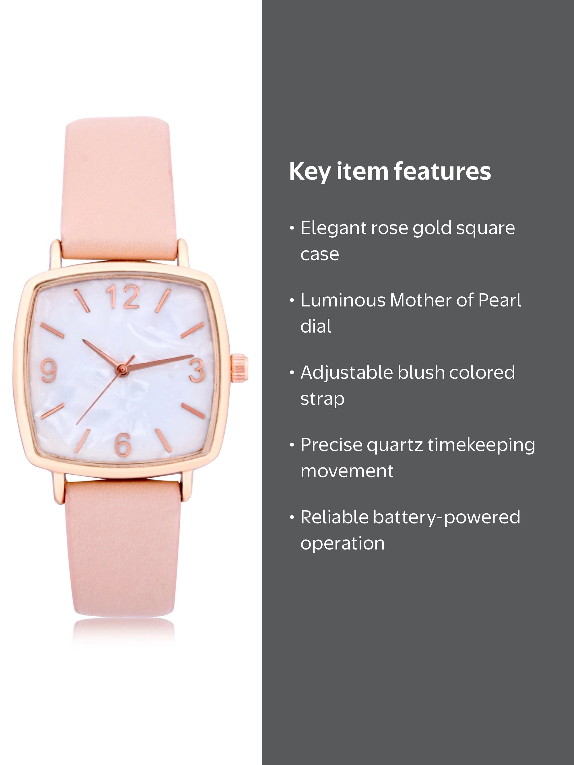 Time and Tru Adult Female Watch in Rose Gold with MOP Dial 